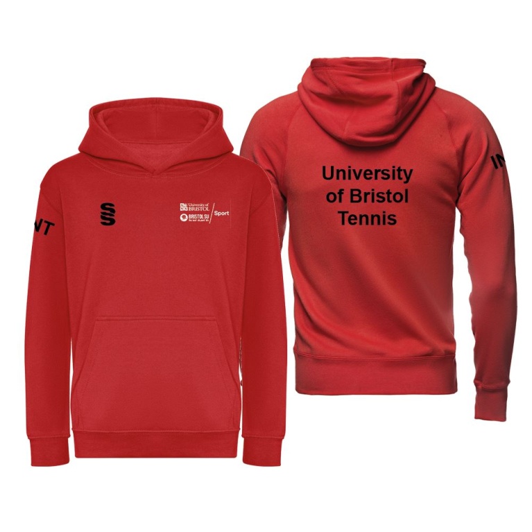University of Bristol - Tennis - ORGANIC OVERHEAD HOODY - RED - Junior