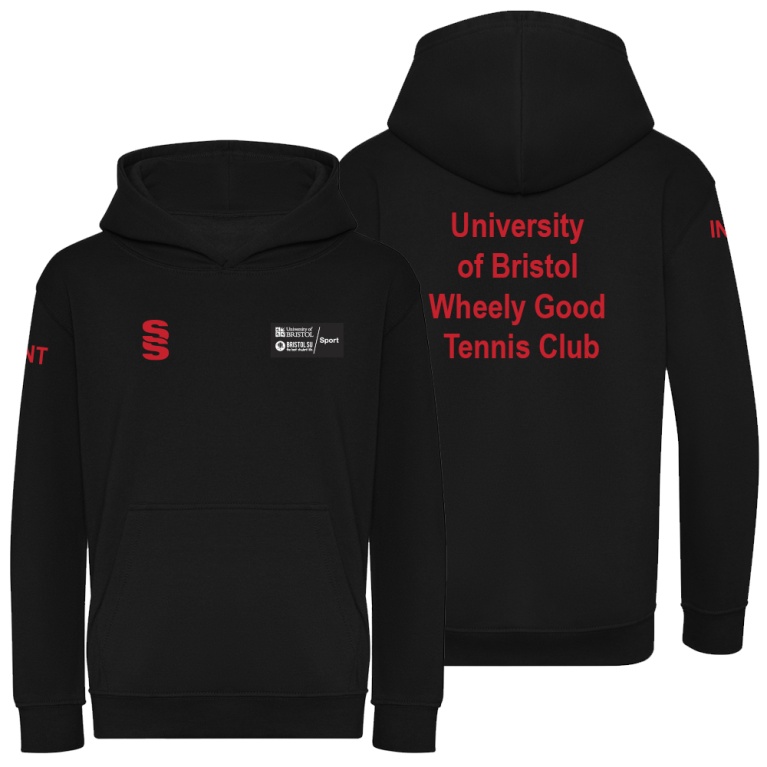 University of Bristol - Wheelchair Tennis - ORGANIC OVERHEAD HOODY - BLACK - Junior