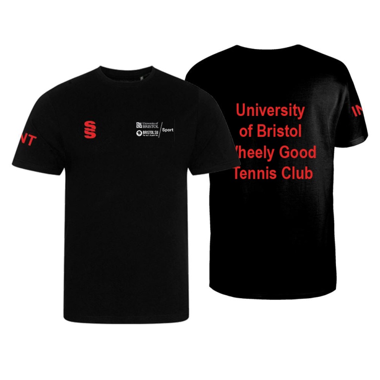 University of Bristol - Wheelchair Tennis - ORGANIC T-SHIRT - BLACK